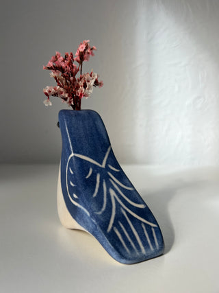Large Bird Vase Blue Chaffinch