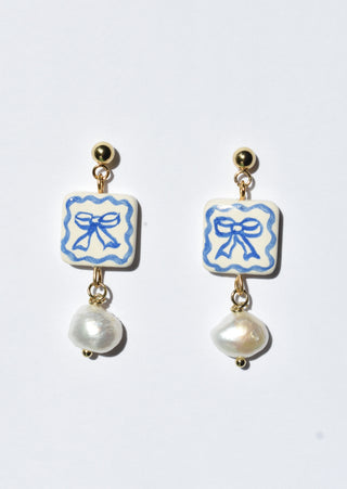 Bow Earrings with Pearls