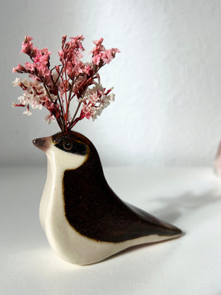 Medium Bird Vase Brown Shrike