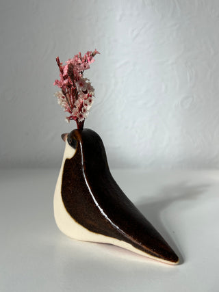 Medium Bird Vase Brown Shrike