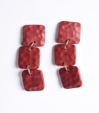 Burgandy Square Earrings