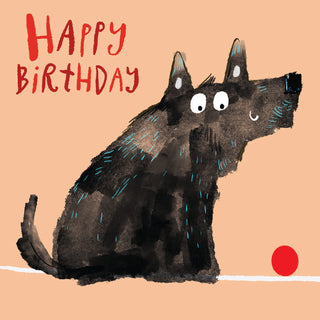 Dog and ball Birthday Card
