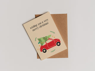 Christmas Tree Car Illustrated Christmas Card