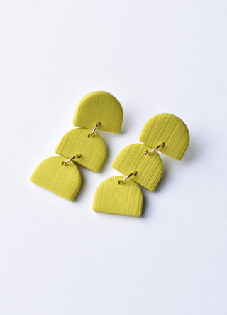 Textured Chartreuse Arch Trio Earrings