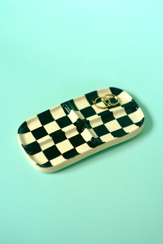 Black Check Jewellery Tray