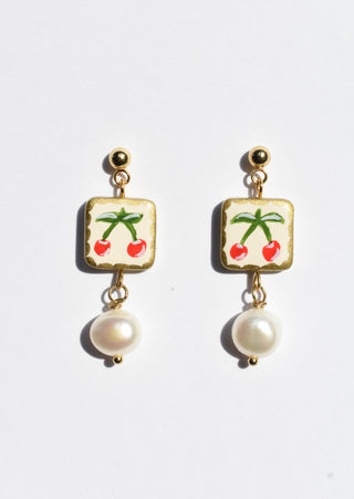 Cherry Earrings With Pearls