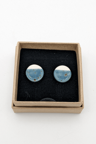 Stud earrings - Circle blue speckle