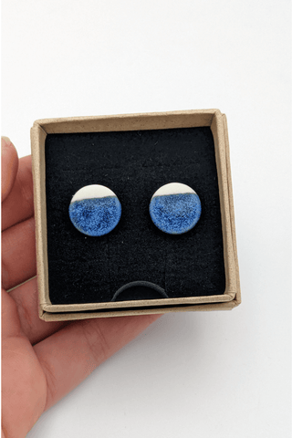 Stud earrings - Circle dark blue