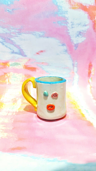 Classic Wonky Face Mug - Small - Yellow Handle