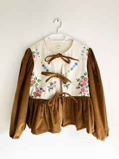 Corduroy Peplum Tie Blouse