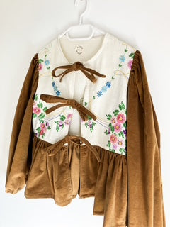 Corduroy Peplum Tie Blouse