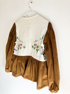 Corduroy Peplum Tie Blouse
