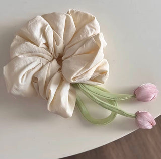 Cream Tulip Scrunchie