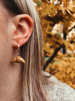 Croissant Charm Hoop Earrings