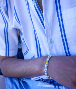 White/Blue Sunflower Bracelet