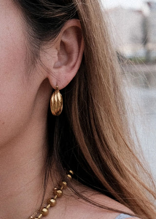 Twisted Triple Hoop Earrings - Gold