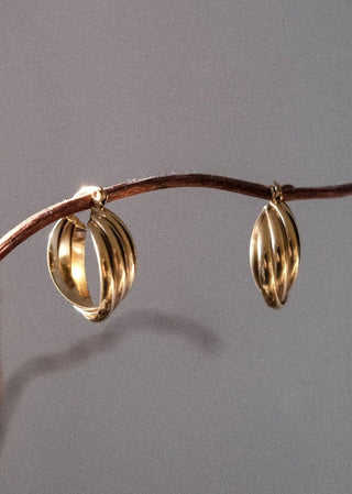 Twisted Triple Hoop Earrings - Gold