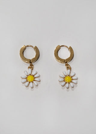 Daisy Huggie Earrings Gold