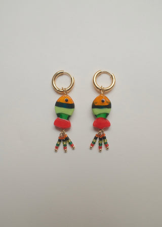 Fish Earrings - Red & Black