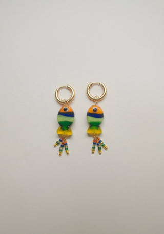 Fish Earrings - Yellow & Blue