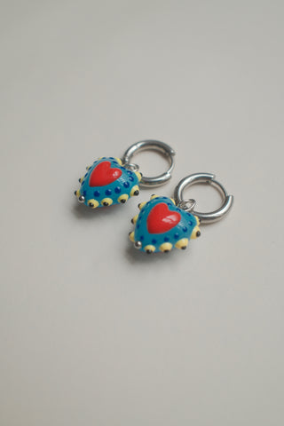 Hayley Heart Earrings - Blue