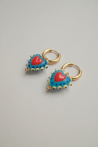 Hayley Heart Earrings - Blue