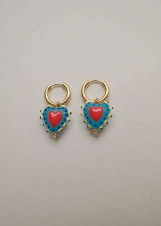 Hayley Heart Earrings - Blue