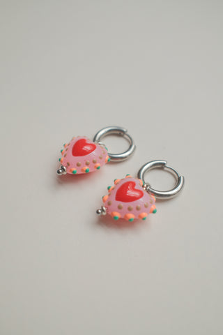 Hayley Heart Earrings - Pink