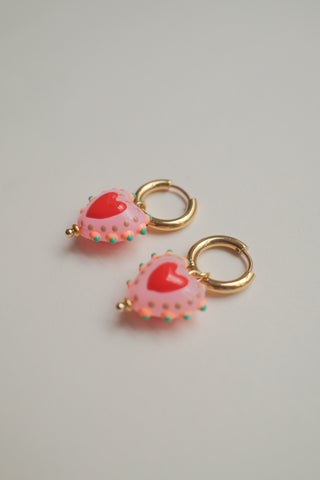 Hayley Heart Earrings - Pink