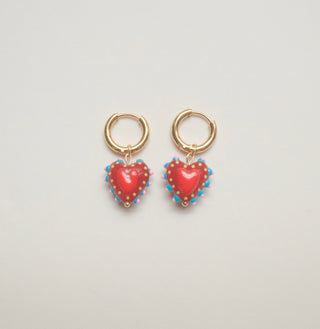 Hayley Heart Earrings - Maroon