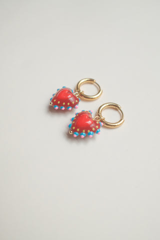 Hayley Heart Earrings - Maroon