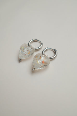 Crystal Heart Earrings - Clear