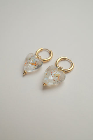 Crystal Heart Earrings - Clear