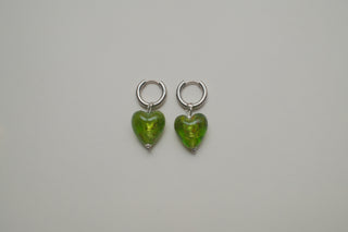 Crystal Heart Earrings - Green