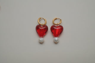 Crystal Pearl Heart Earrings