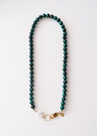 Lara Necklace With A Keshi Pearl Malachite