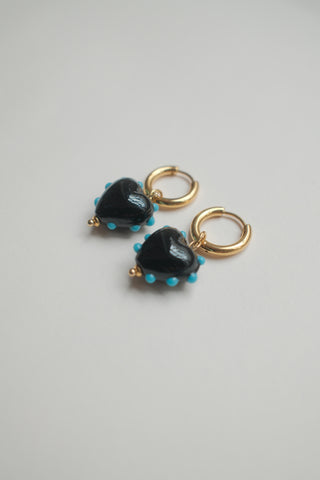 Pippa Heart Earrings - Black