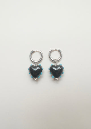 Pippa Heart Earrings - Black