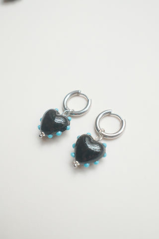 Pippa Heart Earrings - Black