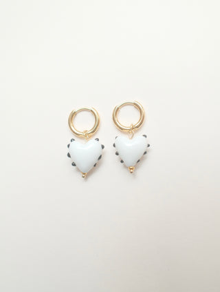 Pippa Heart Earrings - White