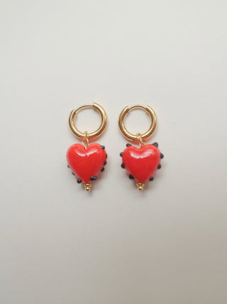Pippa Heart Earrings - Red