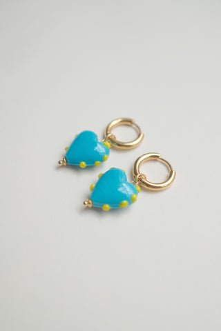 Pippa Heart Earrings - Blue