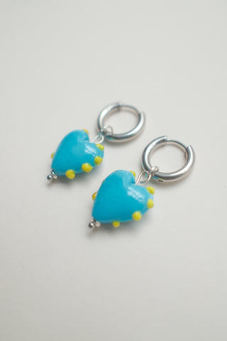 Pippa Heart Earrings - Blue