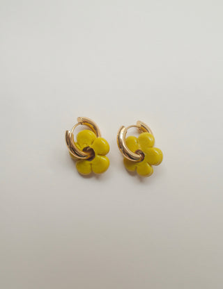 Isla Flower Earrings - Mustard Green