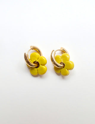 Isla Flower Earrings - Mustard Green