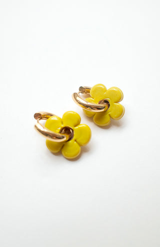 Isla Flower Earrings - Mustard Green