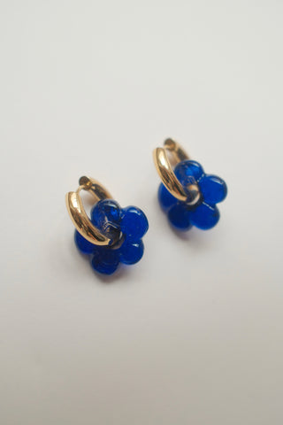 Isla Flower Earrings - Navy Blue
