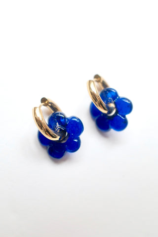 Isla Flower Earrings - Navy Blue