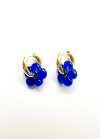 Isla Flower Earrings - Navy Blue