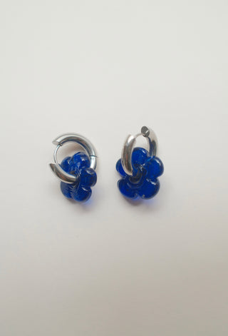 Isla Flower Earrings - Navy Blue